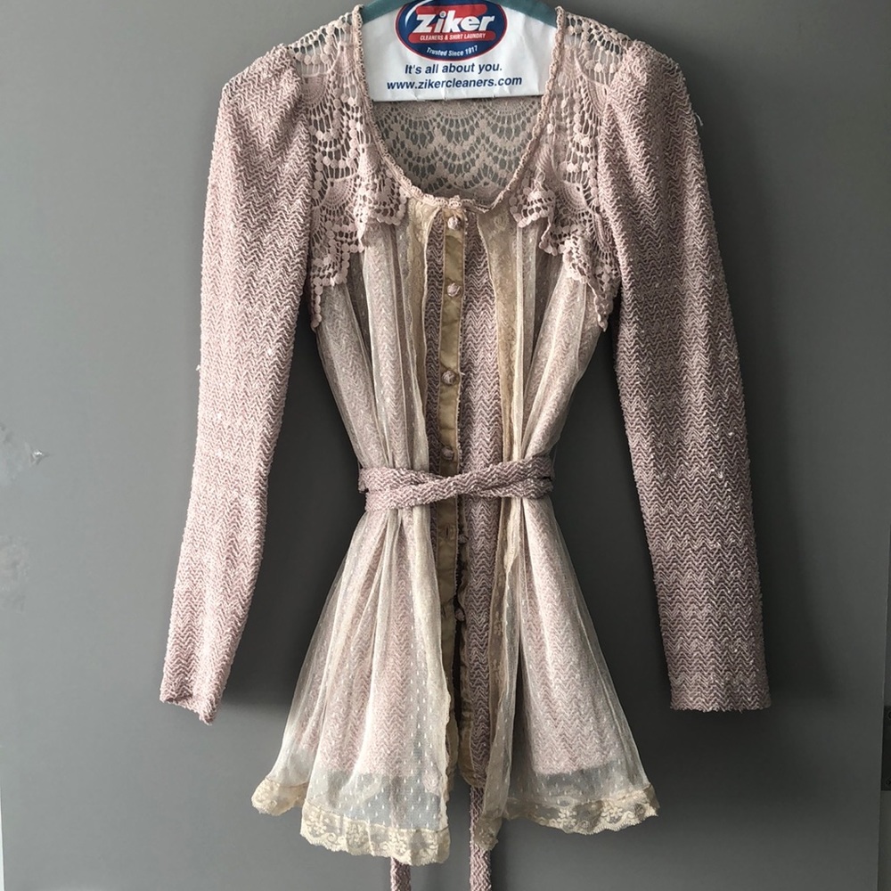 Beautiful lavender lace cardigan tunic